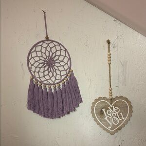 Purple/Lavender Dreamcatcher w/ wooden “I Love You” Heart Wall Decor or Accent